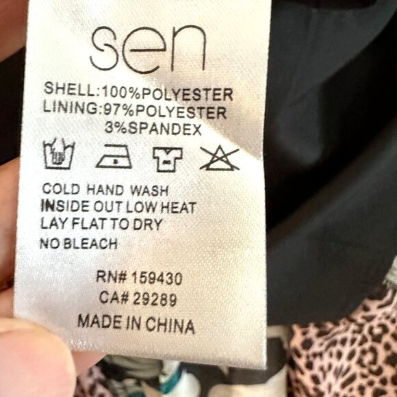 Sen Maxi Dress Leopard Floral Paneled Spaghetti Colorful Lined Chiffon - Picture 8 of 16